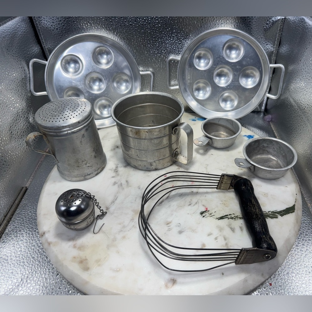 Lot of VTG/Silver tone Aluminum Kitchen Accessories